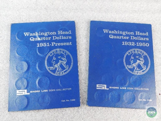 Two incomplete Washington quarter books - with 67 silver quarters