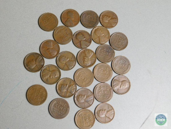 1926-D Lincoln wheat cents - one-half roll (25)