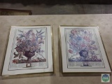 Two pieces of floral inspired framed wall art