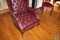 Maroon Leather Style Wing Back Chair