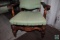 Mahogany Chair with Arms and Green Upholstery