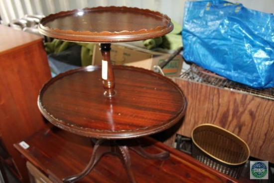 2-Tier Mahogany Serving Table