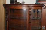 Lion's Head Bow Front Tiger Oak China Cabinet