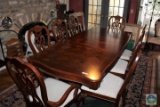 Cherry Dining Table w/2 Leaves, Double Pedestal and 8 Chairs