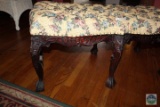 Mahogany Ball and Claw Bench with Ornate Carvings