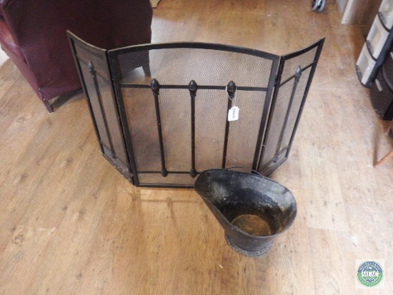 Fire place screen and ash bucket