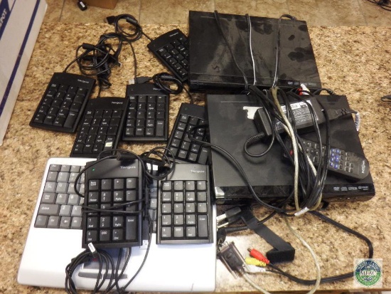 Large lot of computer peripherals - number pads - DVD players