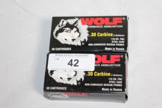 100 Rounds of Wolf .30 Carbine Ammo.