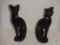 Pair of black cat decorative pieces