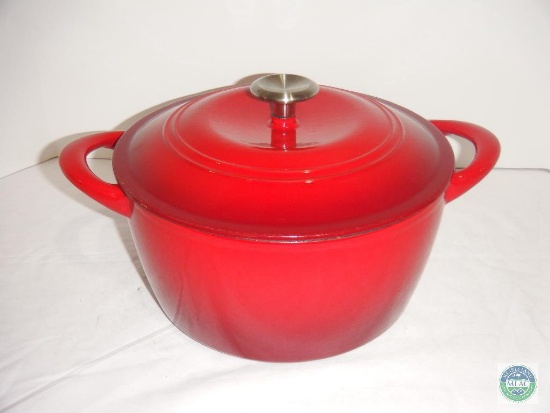 Red covered cookware dish