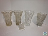 Group of (4) clear glass vases