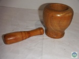 Wooden mortar and pestle - smooth turned