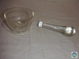 Clear glass mortar and pestle