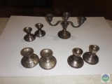 Mixed lot of weighted Sterling Silver candlesticks