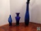 Lot of 3 blue art glass flower vases