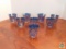 Eight piece set of decorative blue glasses