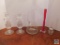 Clear glass candlesticks - decanter - red candlestick