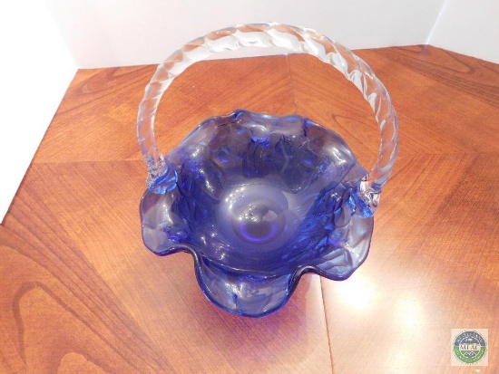 Blue glass decorative art basket