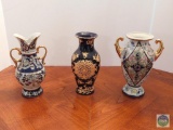 Group of 3: Satsuma/Asian inspired vases