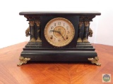 Wooden mantle clock with key