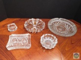 Lot of five clear glass ash trays