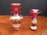 Two red colored glass vases - Bulgaria