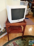 Wood end table with television