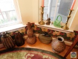 Mixed lot of candle holders, and vases