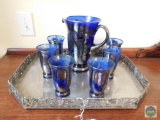 Beautiful blue and silver tea set