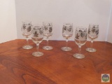 Six etched design wine glasses