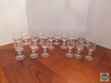 Large lot of clear glass drink ware - wine - tea