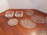 Group of six clear glass service items