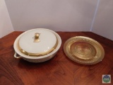 Flare-Ware by Hull china covered dish and amber plate