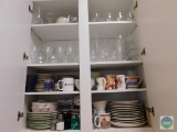 Contents of Kitchen cabinets - glassware - dinnerware