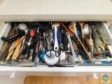 Contents of kitchen drawer - three sections in drawer