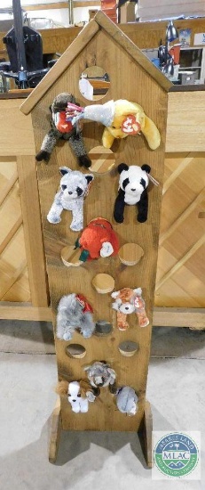 Wooden Rack with Beanie Babies