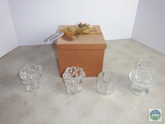 5 piece Lot Crystal Candle Holders