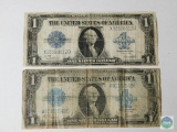 (2) US $1.00 silver certificates - large format