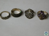 Lot of 4 assorted sterling rings