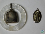 Sterling items, St christopher medal, and bell