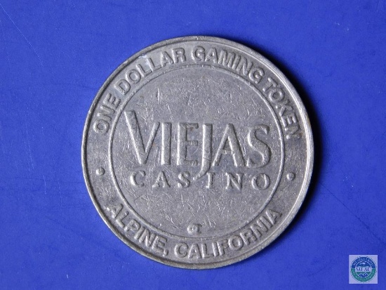 Original $1.00 Viejas Casino gaming token - Alpine, California