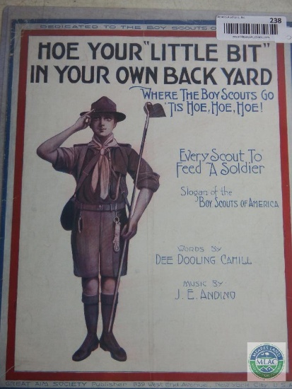 Boy Scouts Hoe Your "Little Bit" In Your Own Backyard Sheet Music 1917 Copyright