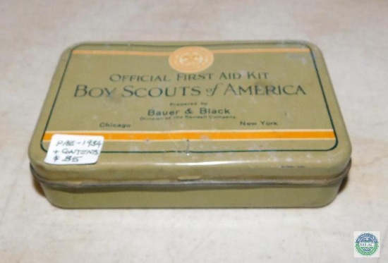 Boy Scouts Official First Aid Kit tin Pre-1934 & Contents