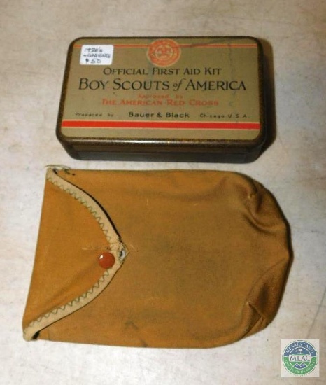 Boy Scouts Official First Aid Kit tin 1920's & Contents