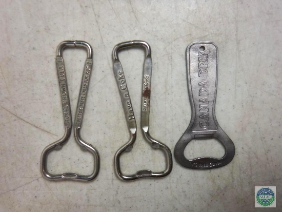 3 Vintage Dry Bottle Openers Canada Dry, Coke, and Royal Crown