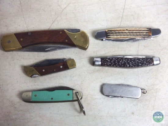 Lot of 6 Pocket Knives Includes Schrade, Sabre, Wild Boar +