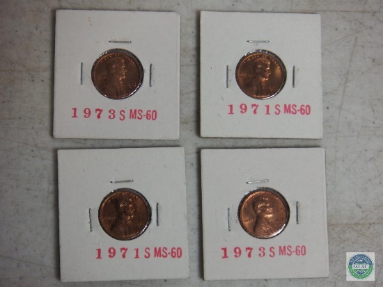 Lot of 4 MS-60 Pennies 1971 & 1973