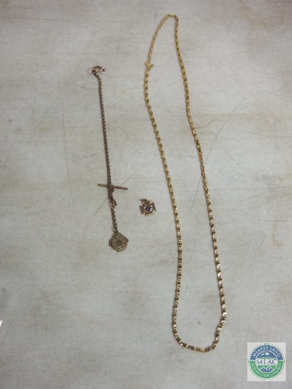 Lot of Gold Tone Jewelry Necklace Cuff Link and Charm