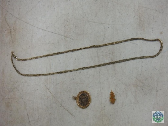 Lot Gold Filled Necklace, Charm, and Pin