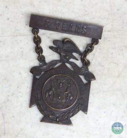 Early 1900's Michigan National Guard 6 Year Medal Pin